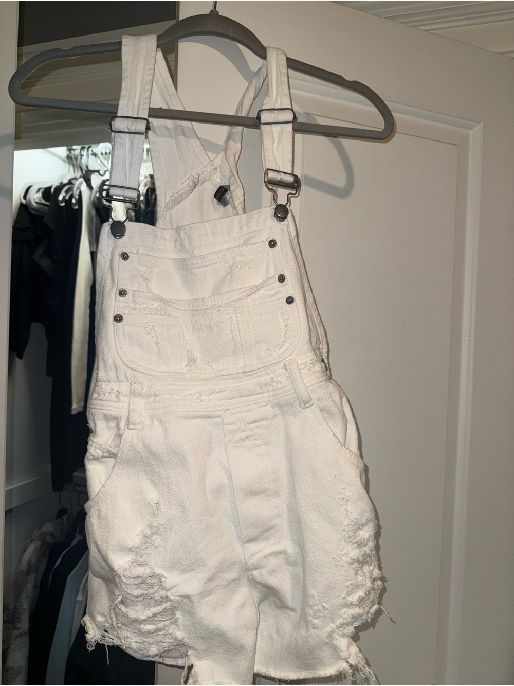 Carmar  Distressed Denim Overall Shorts